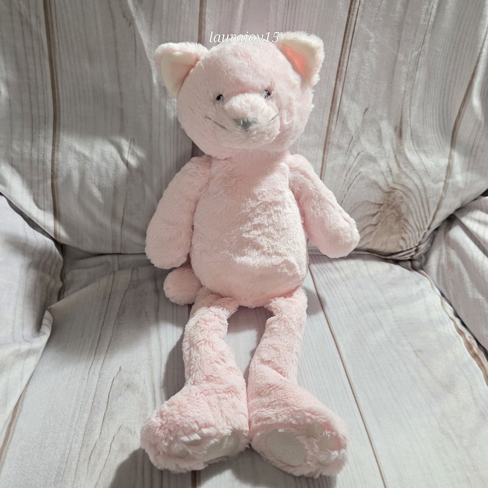 Pottery Barn Kids Pink Cat Plush Stuffed Toy Long Legs Floppy 20 Inch 2015